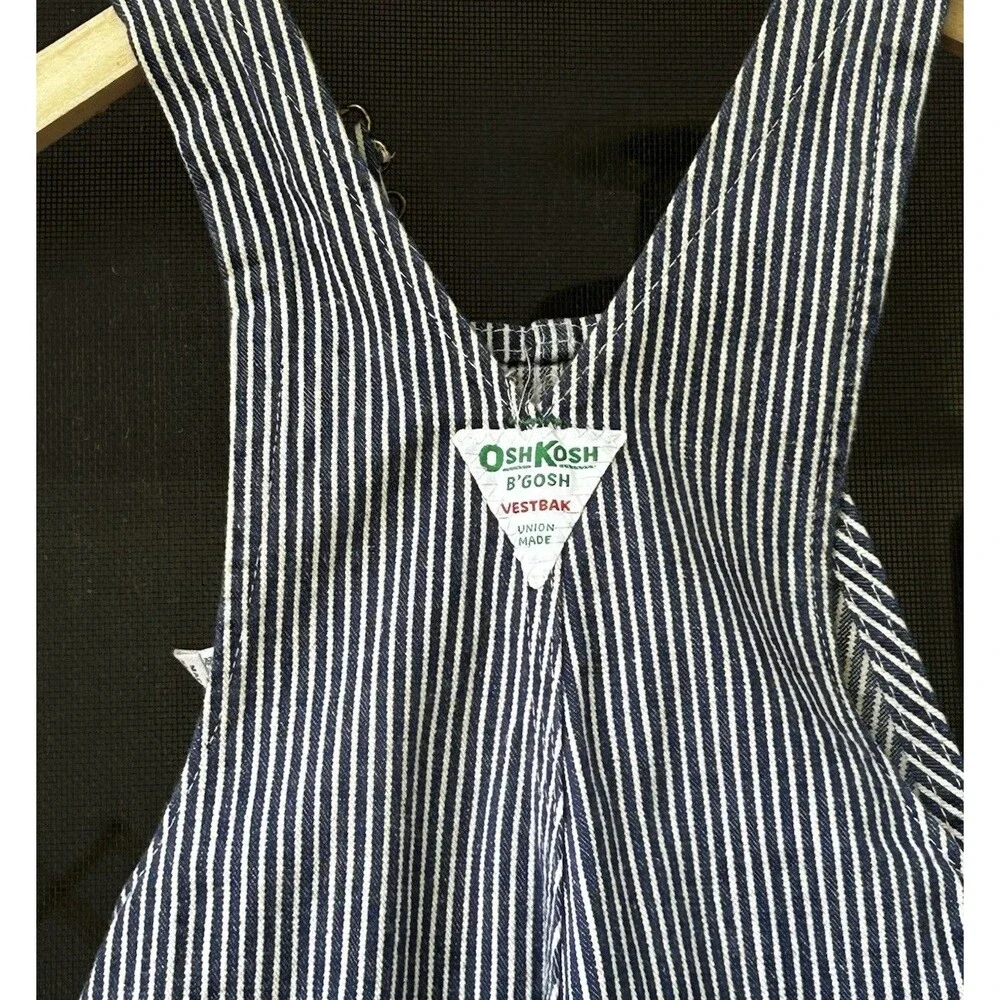 Vintage Osh Kosh RR Vestbak Overalls Bibs Childrens Union Hickory Stripe Conrail